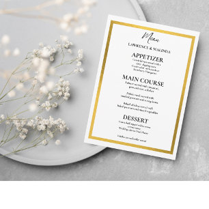 Guld Monogram Simple Elegant bröllop Meny