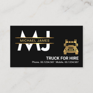 Guld Monogram-skyltlogistik Lastbil Transport Visitkort