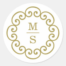 Guld Monogram Sticker eller Monogram Bröllop Sälar