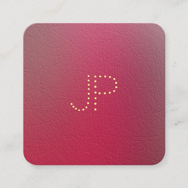 Guld Monogram strukturerad sökmall med strukturera Fyrkantigt Visitkort (Framsida)