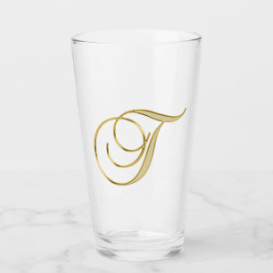 Guld Monogram T Glas
