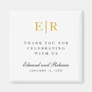 Guld Monogram Tack Elegant bröllop-förmån Magnet