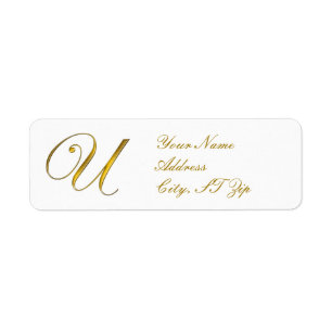 Guld Monogram U-anpassade Returetiketter Returadress Etikett