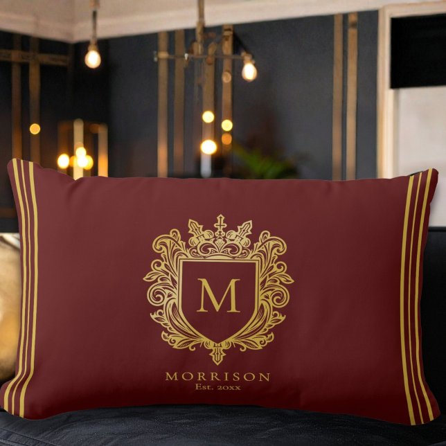 Guld Monogram Vapensköld Lumbarkudde (Skapare uppladdad)