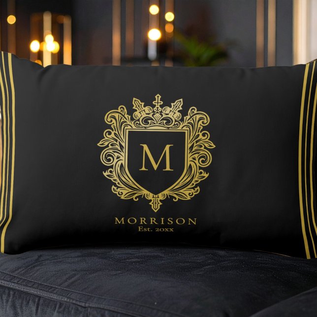 Guld Monogram Vapensköld Lumbarkudde (Skapare uppladdad)