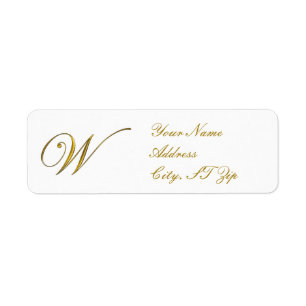 Guld Monogram W Anpassade Returetiketter Returadress Etikett