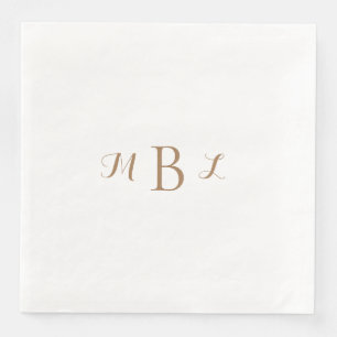 Guld Monogram White Bröllop Pappersservett