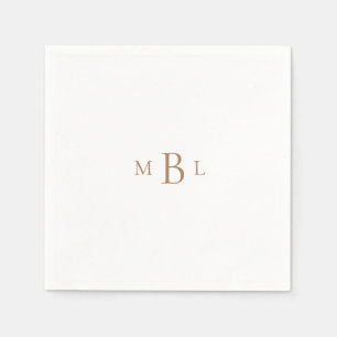 Guld Monogram White Elegant bröllop Cocktail II Pappersservett