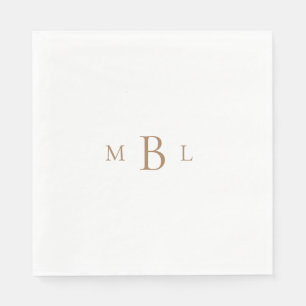 Guld Monogram White Elegant bröllop Luncheon Pappersservett