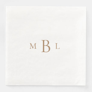 Guld Monogram White Elegant bröllop Pappersservett