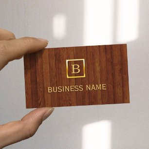 Guld Monogram Wood Beautician Affärskort Visitkort