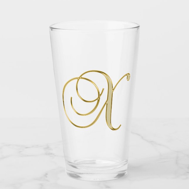 Guld Monogram X-glas Glaskopp (Framsida)