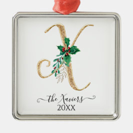 Guld Monogram X Glitter jul jul - helgdag Julgransprydnad Metall