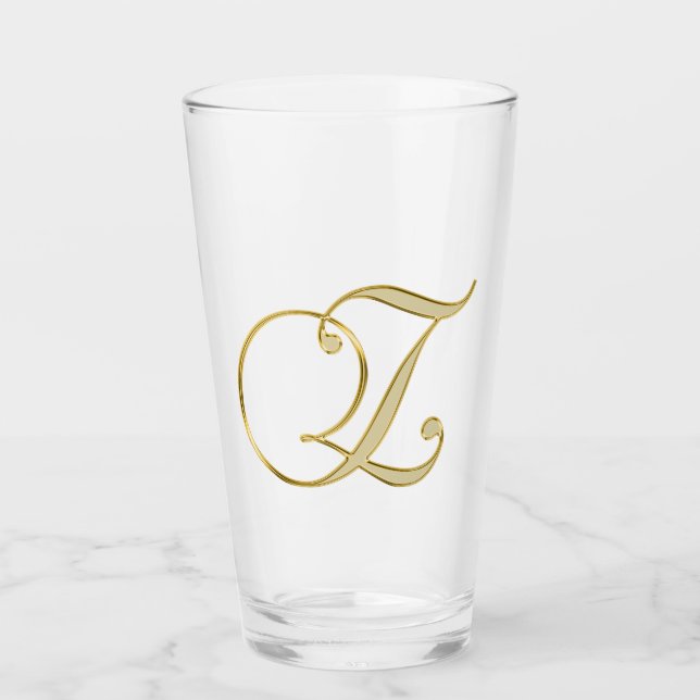 Guld Monogram Z-glas Glaskopp (Framsida)