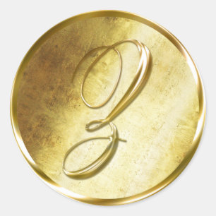 Guld monogram Z-kuvert förslutningsfästen Runt Klistermärke