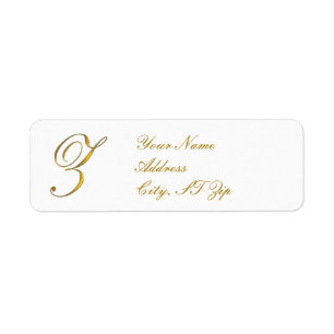 Guld Monogram Z-Returetiketter Returadress Etikett