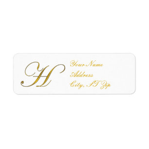 Guld- MonogramH-returetiketter Returadress Etikett