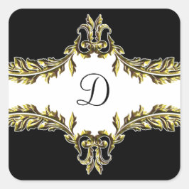 guld monogramkuvertförsegling fyrkantigt klistermärke