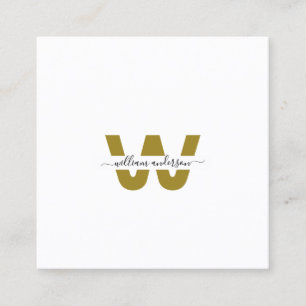 Guld Monogrammed Design Trendig Modern Chic Plain Fyrkantigt Visitkort