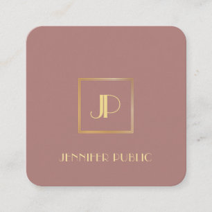Guld Monogrammed Modern Elegant Template Luxury Fyrkantigt Visitkort