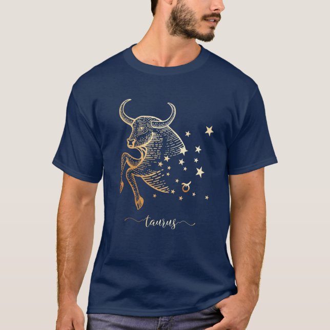 Guld- monokrom grafisk T-tröja för OxenZodiac Tee Shirt (Framsida)
