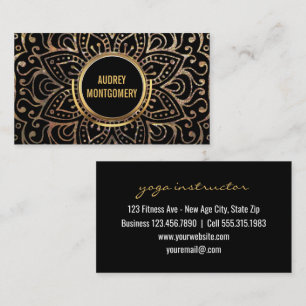 Guld- mönster för Mandala för blomma för Boho Visitkort