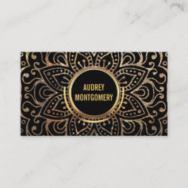 Guld- mönster för Mandala för blomma för Boho Visitkort