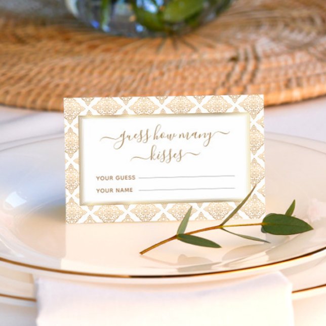 Guld Mönster Gissa Hur Många Kyssar Brölloppslek Tilläggskort (Skapare uppladdad)