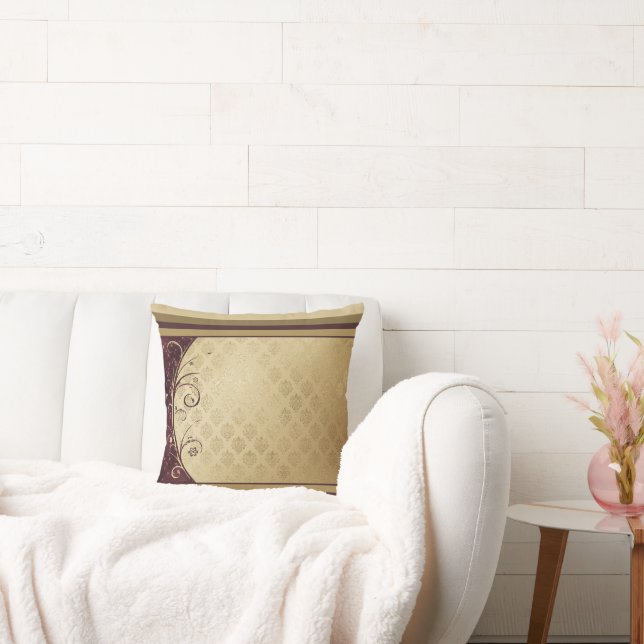 Guld Mönster och Burgungy Kudde (Soffa)