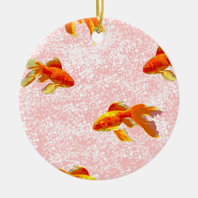 Guld mönster rosa julgransprydnad keramik (Framsidan)