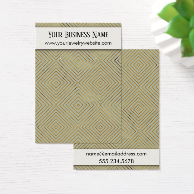 Guld Mönster Sage Grönt Öroneringshämmare Visning Visitkort (Skivbord)