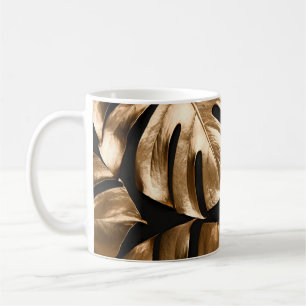 Guld monstera löv mönster kaffemugg