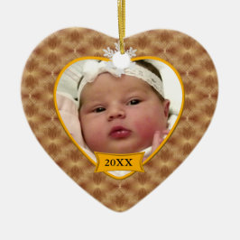 Guld- mönsterbaby prydnad för jul för foto julgransprydnad keramik