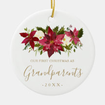Guld morföräldrar första julfotfoto Poinsettia