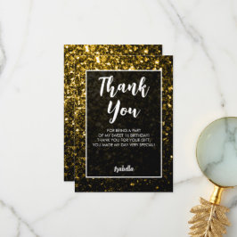 Guld mörk-miniatyrdiagram Sweet 16 elegant-skript Tack Kort