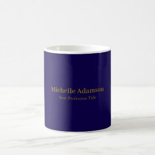 Guld & Mörkblå Färg Professionell Enkel Modern Kaffemugg