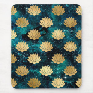 Guld & Mörkgrön Galax Dharma Mandala Mönster Musmatta