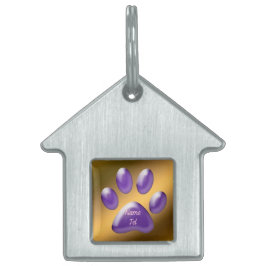 Guld Mörklila Hund ID Märke ID-bricka Husdjur