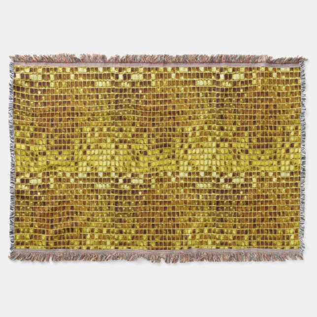 Guld Mosaic Elegant Glam Aesthetic Luxury Modern Filt (Framsidan)