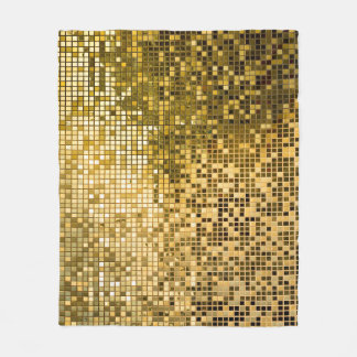 Guld Mosaic: Square Tiles Struktur. Fleecefilt