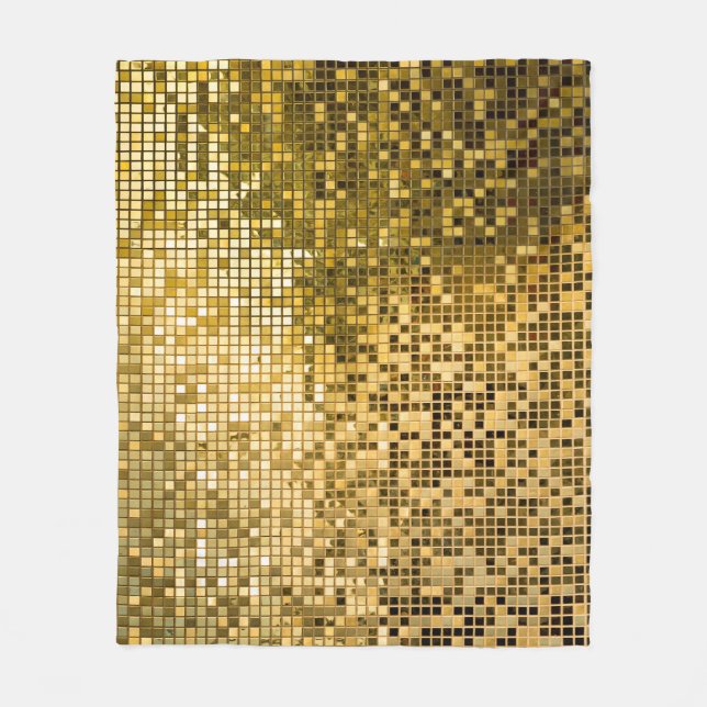 Guld Mosaic: Square Tiles Struktur. Fleecefilt (Framsidan)