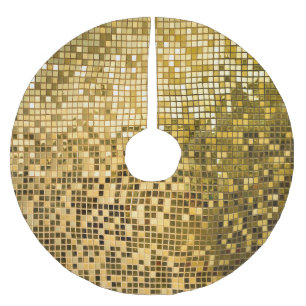Guld Mosaic: Square Tiles Struktur. Julgransmatta Borstad Polyester