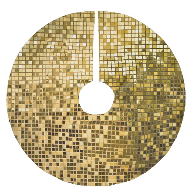Guld Mosaic: Square Tiles Struktur. Julgransmatta Borstad Polyester (Framsidan)
