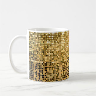 Guld Mosaic: Square Tiles Struktur. Kaffemugg