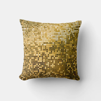 Guld Mosaic: Square Tiles Struktur. Kudde