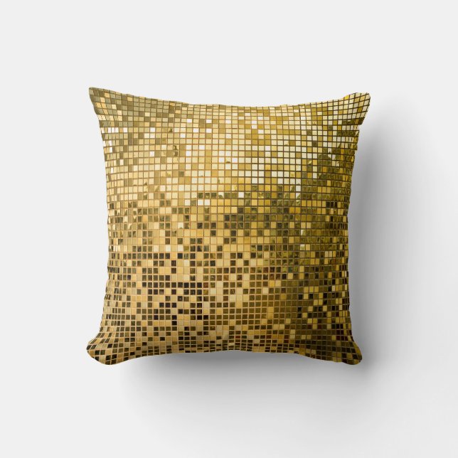 Guld Mosaic: Square Tiles Struktur. Kudde (Framsida)
