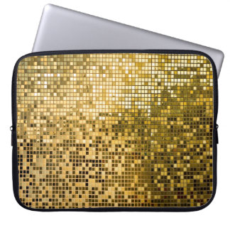 Guld Mosaic: Square Tiles Struktur. Laptop Fodral
