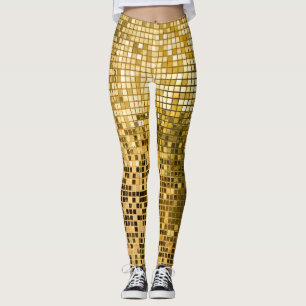 Guld Mosaic: Square Tiles Struktur. Leggings