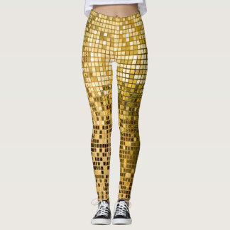 Guld Mosaic: Square Tiles Struktur. Leggings