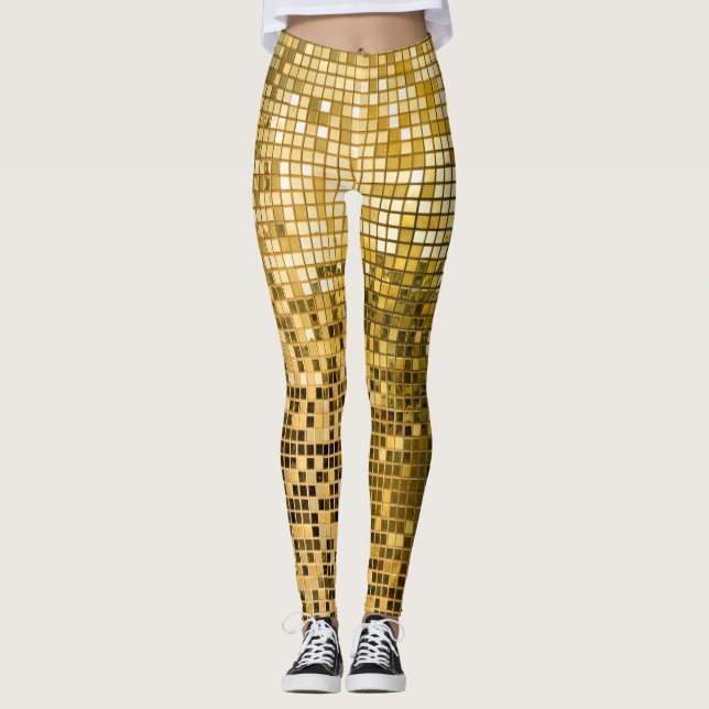 Guld Mosaic: Square Tiles Struktur. Leggings (Framsida)